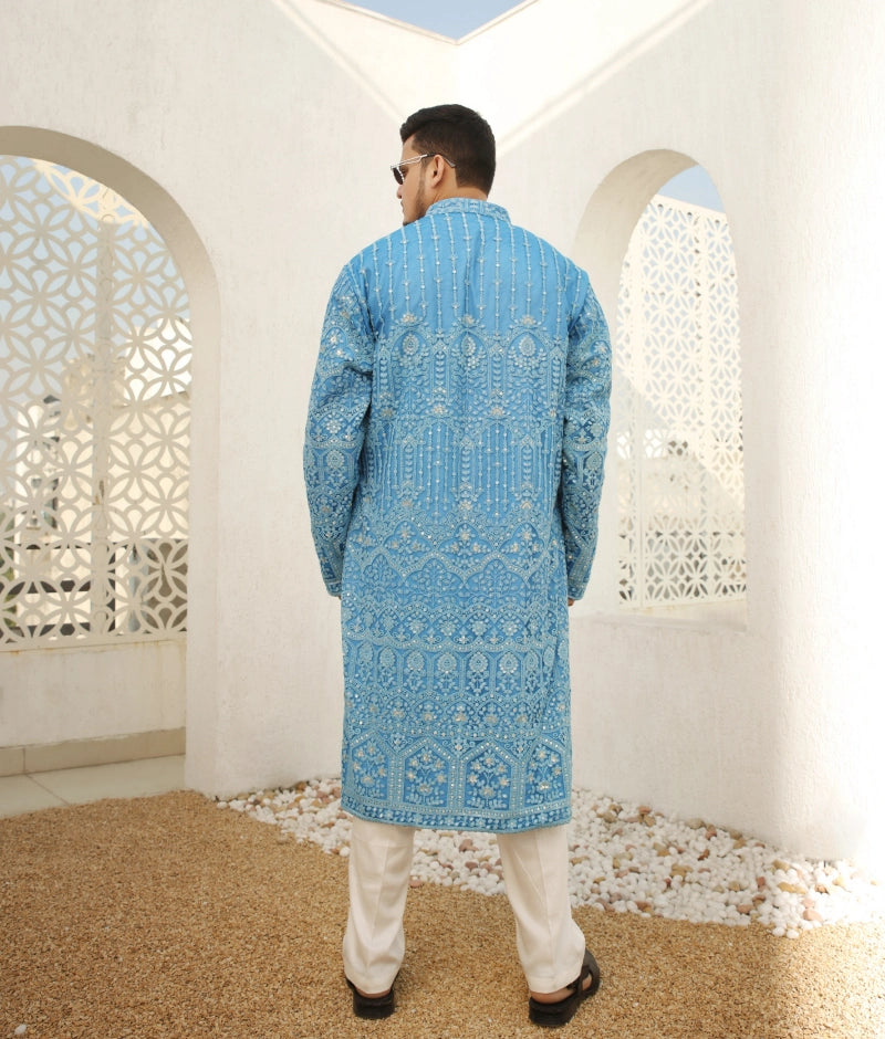 Elegant Blue Thread Kurta Set