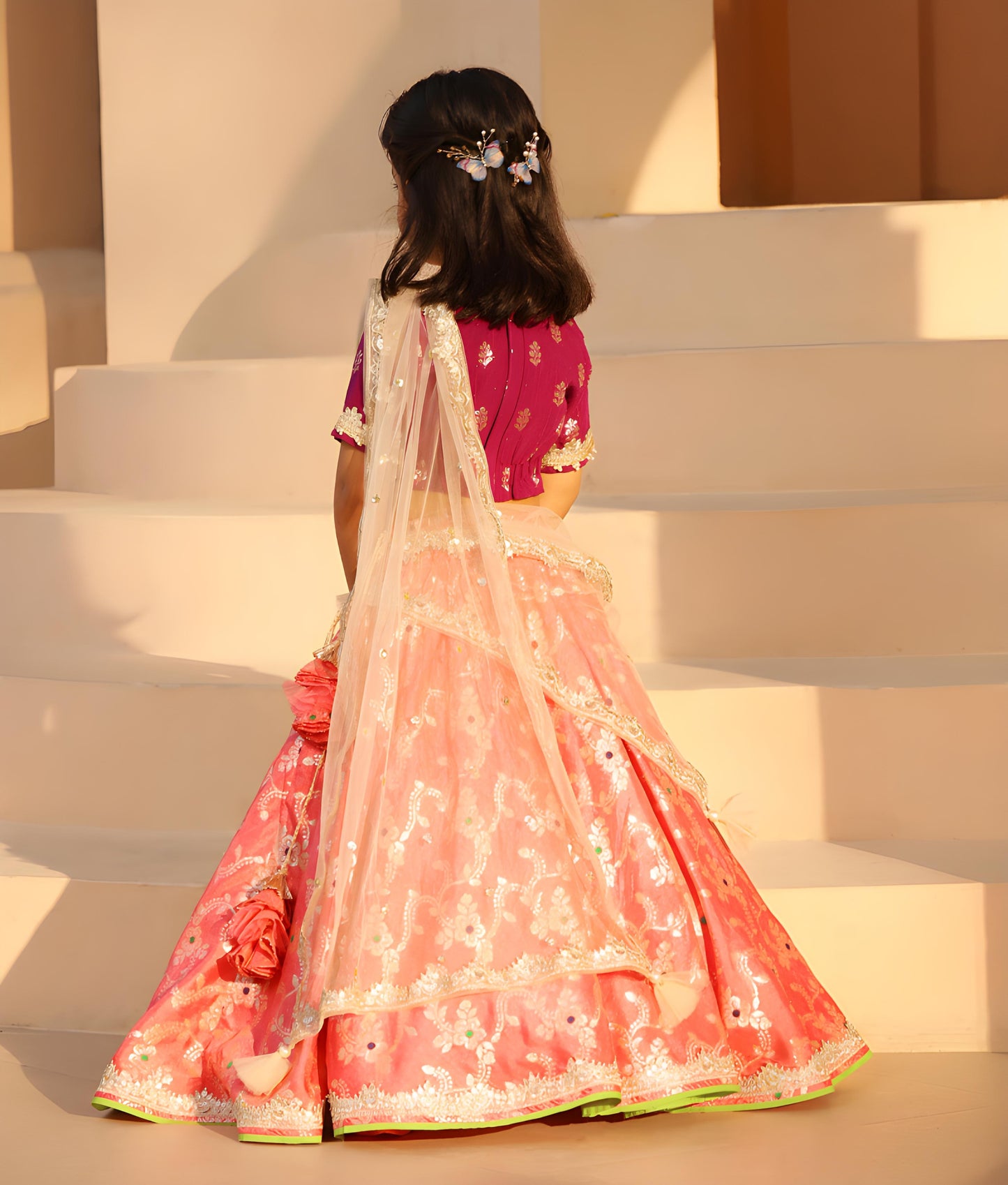 Purple Brocade Choli lehenga Set