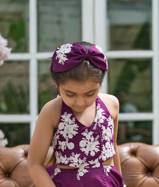 Purple Embroidery Hairband for Girls