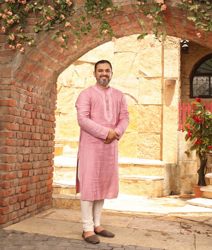 Pink Silk Kurta Set