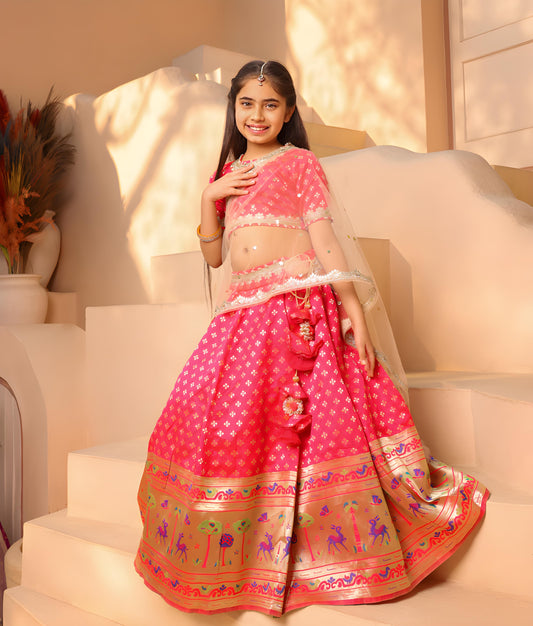 Pink Brocade Lehenga Choli