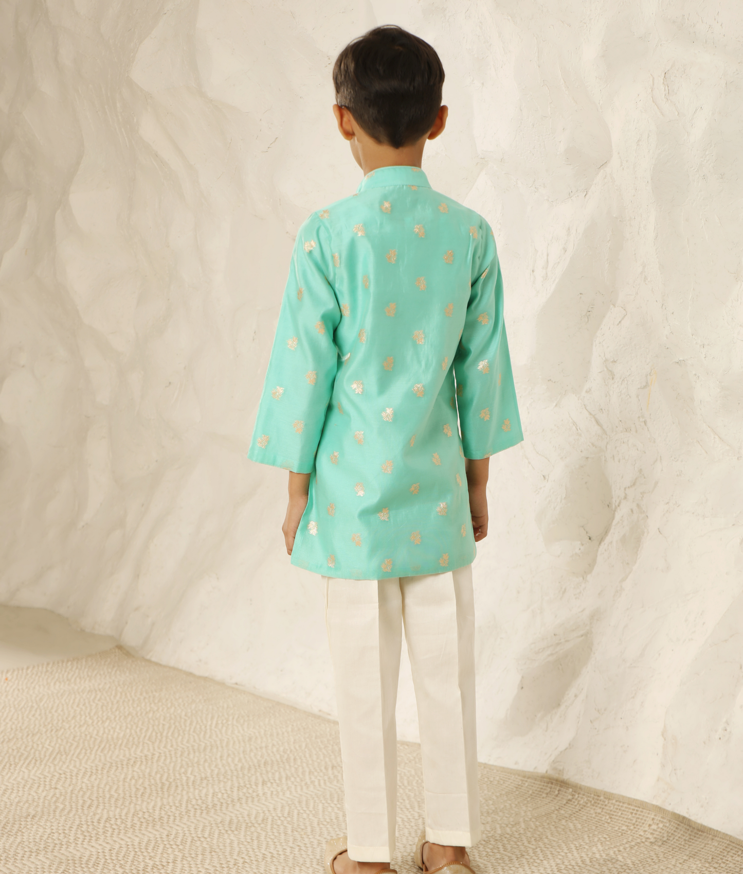 Aqua Chanderi Kurta with Pant for Boys