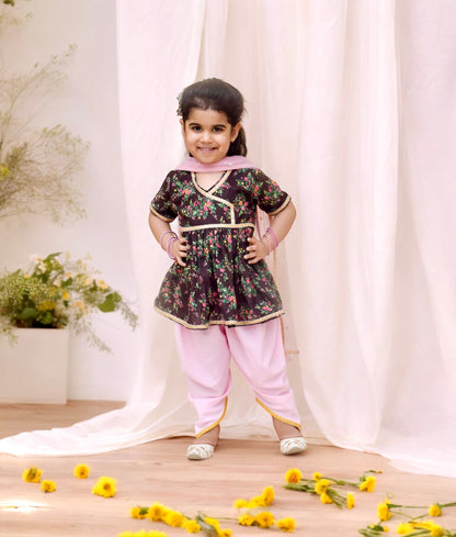 Printed Kurti with Dhoti and Dupatta