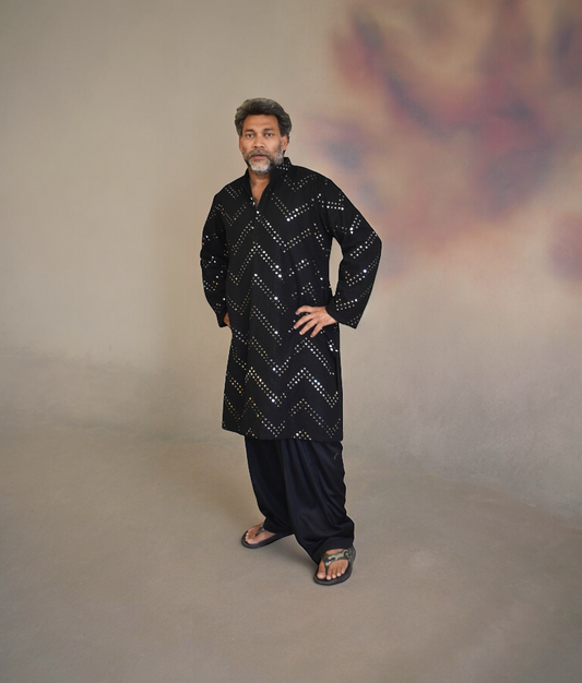 Black Mirror Embroidered Kurta Salwar