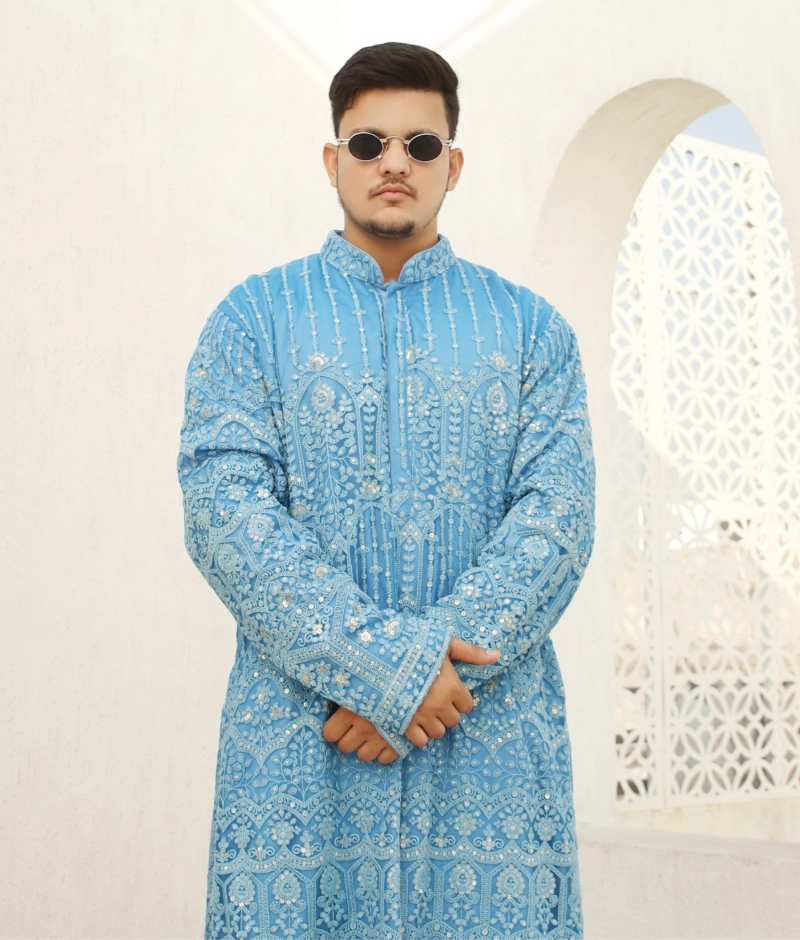 Elegant Blue Thread Kurta Set