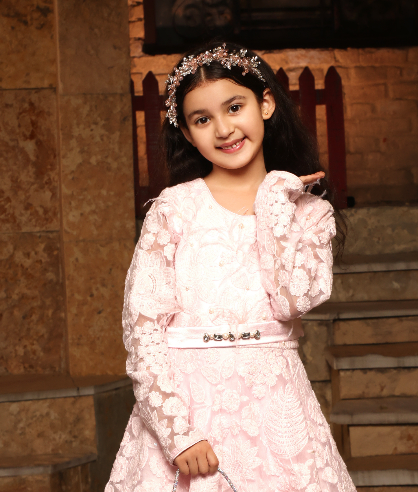 Pink Floral Anarkali