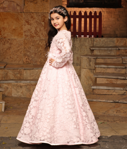 Pink Floral Anarkali