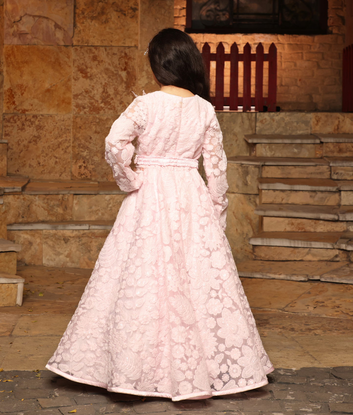 Pink Floral Anarkali