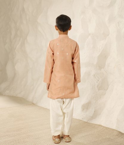 Peach Chanderi Kurta with Pant for Boys