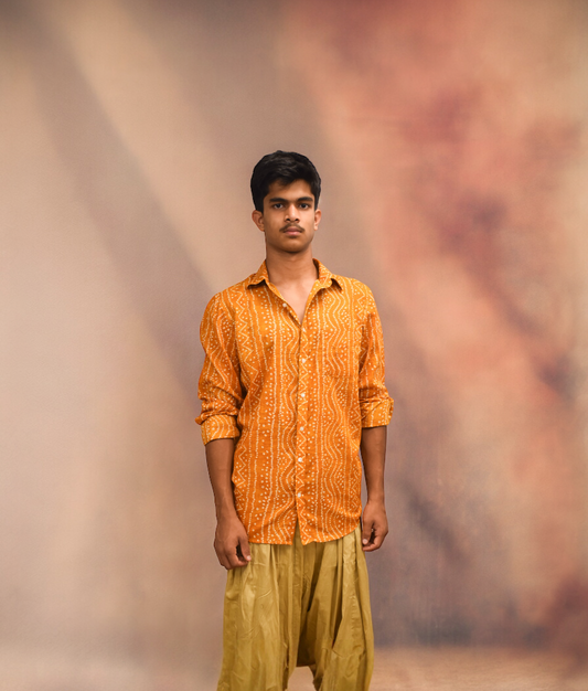 Yellow Bandhej Shirt