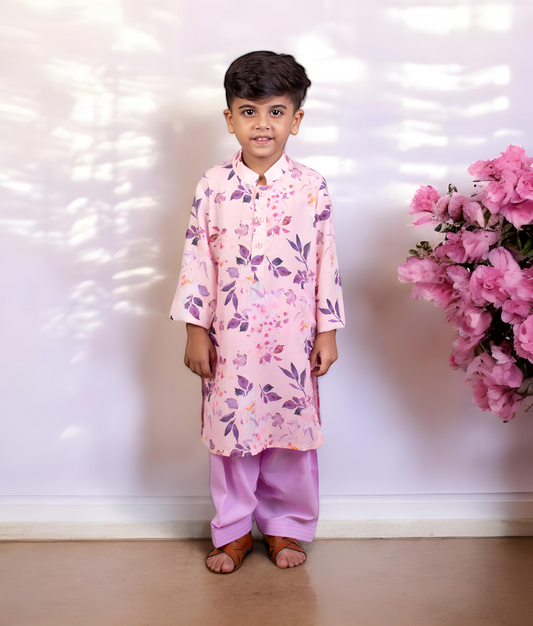 Lilac Printed Kurta with Salwar for Boys