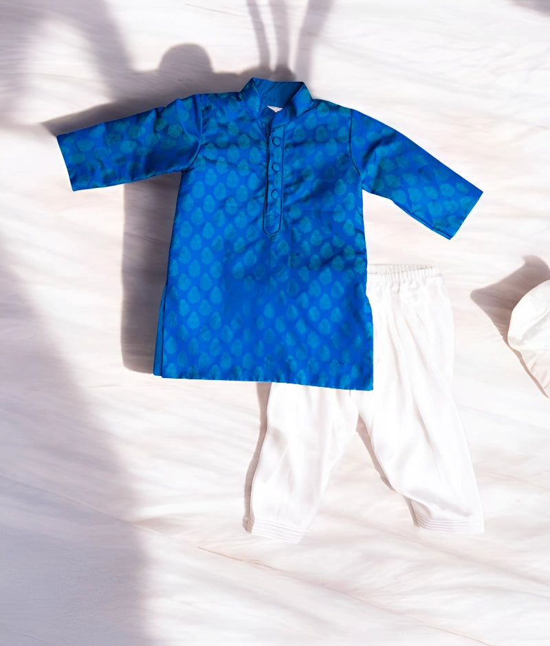 Blue Brocade Kurta Salwar Set