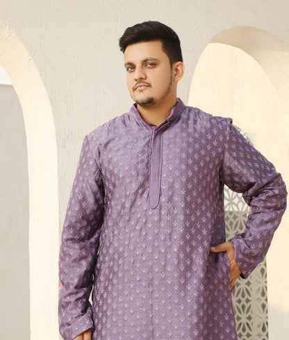 Regal Purple Embroidered Kurta Set