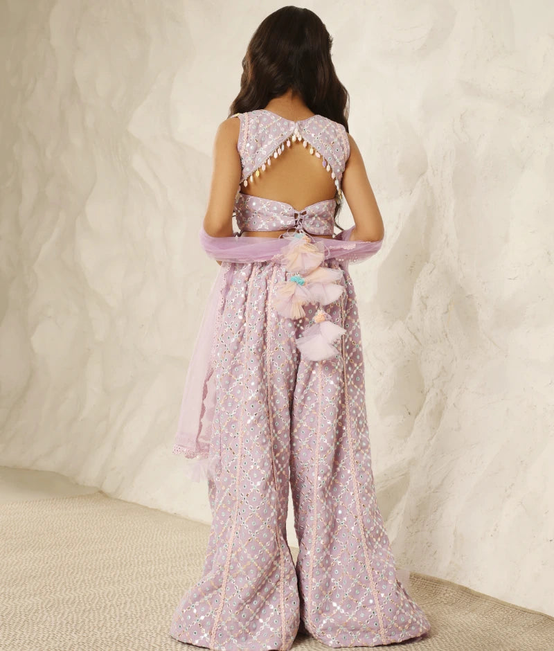 Enchanted Lilac: Embroidered Top & Plazzo Pant