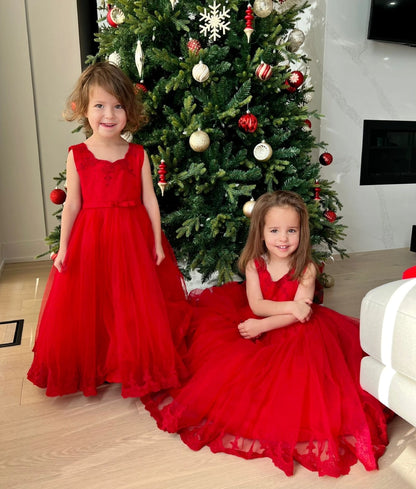 Red Net Gown for Girls