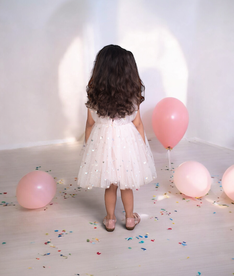 Baby Pink Butterfly Frock