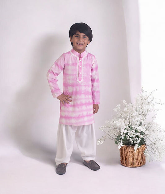 Pink Tie & Dye Kurta with Salwar