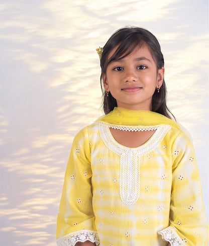 Yellow Tie & Dye Kurti Sharara Set