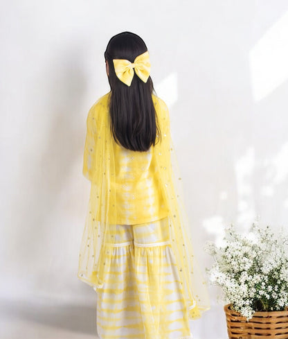 Yellow Tie & Dye Kurti Sharara Set