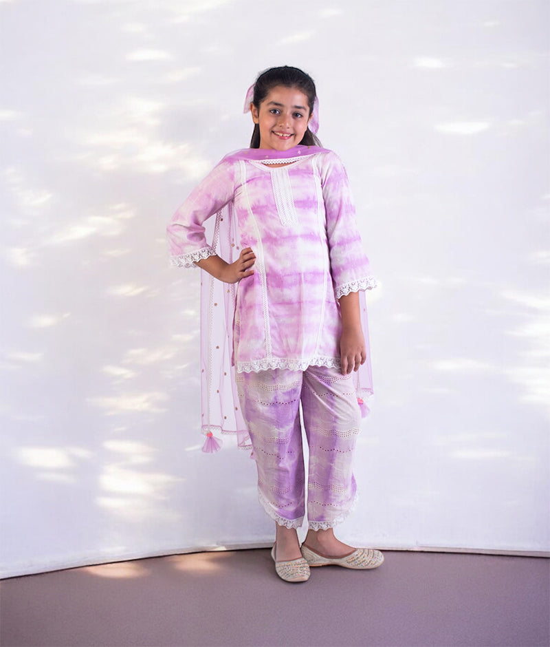 Lilac Tie & Dye Kurti with Pant