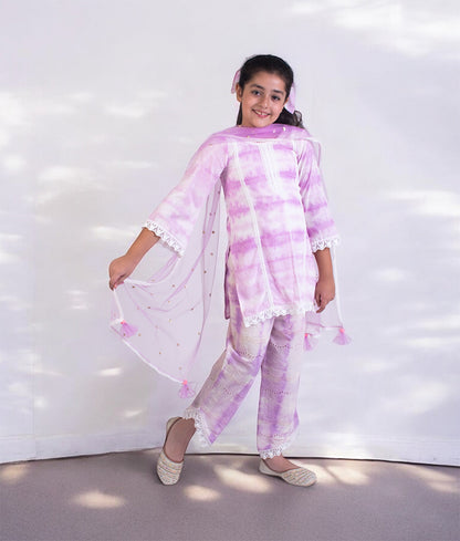 Lilac Tie & Dye Kurti with Pant