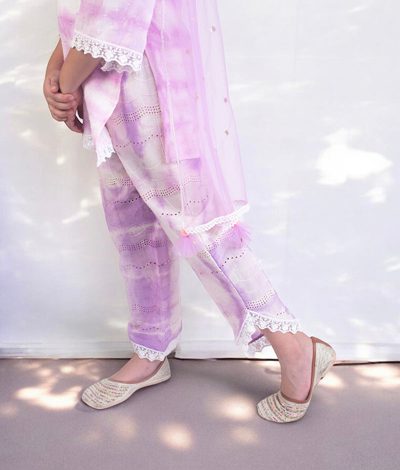 Lilac Tie & Dye Kurti with Pant