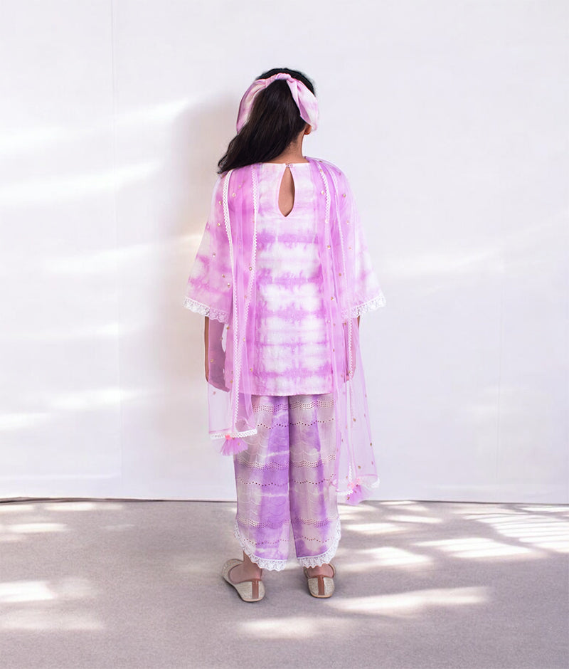 Lilac Tie & Dye Kurti with Pant