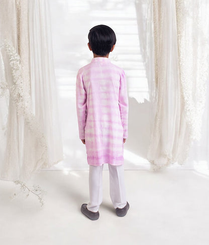 Lilac Tie & Dye attached Jacket with Kurta and Pant