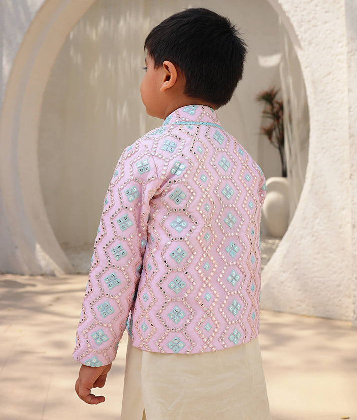 Manufactured by FAYON KIDS (Noida, U.P) Baby Pink Embroidery Jacket with Kurta and Pant