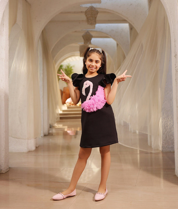 Black Neoprene Dress for Girls