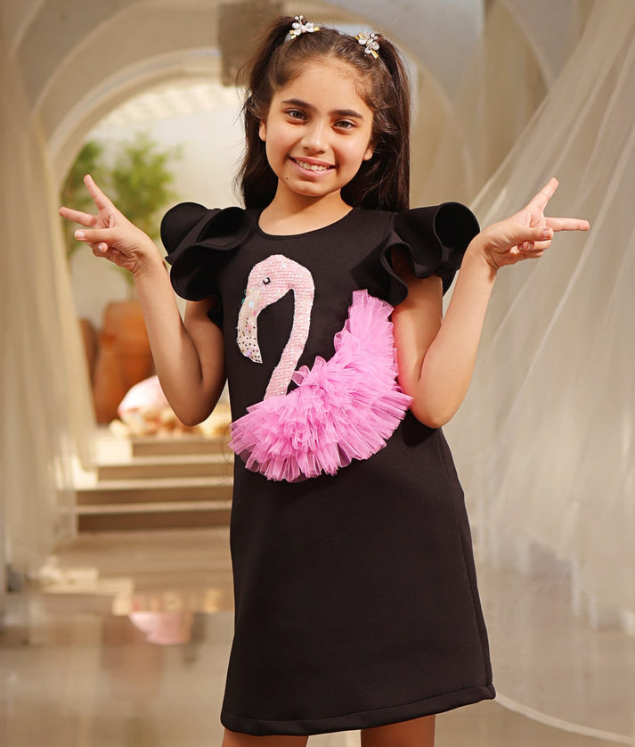 Black Neoprene Dress for Girls