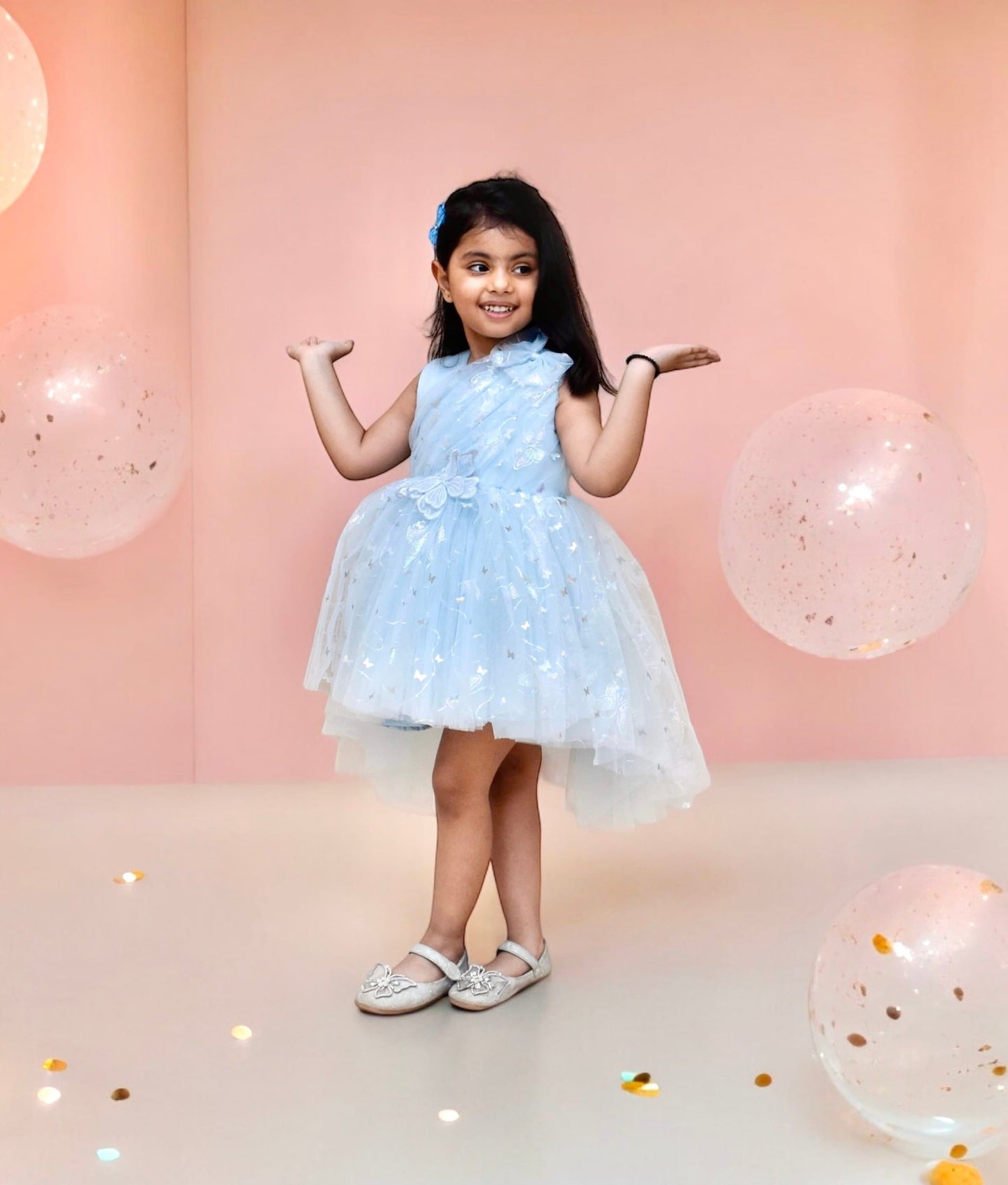 Manufactured by FAYON KIDS (Noida, U.P) Blue Butterfly High Low Dress