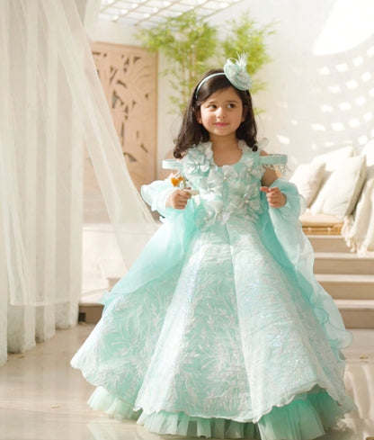 Manufactured by FAYON KIDS (Noida, U.P) Blue Embroidery Gown