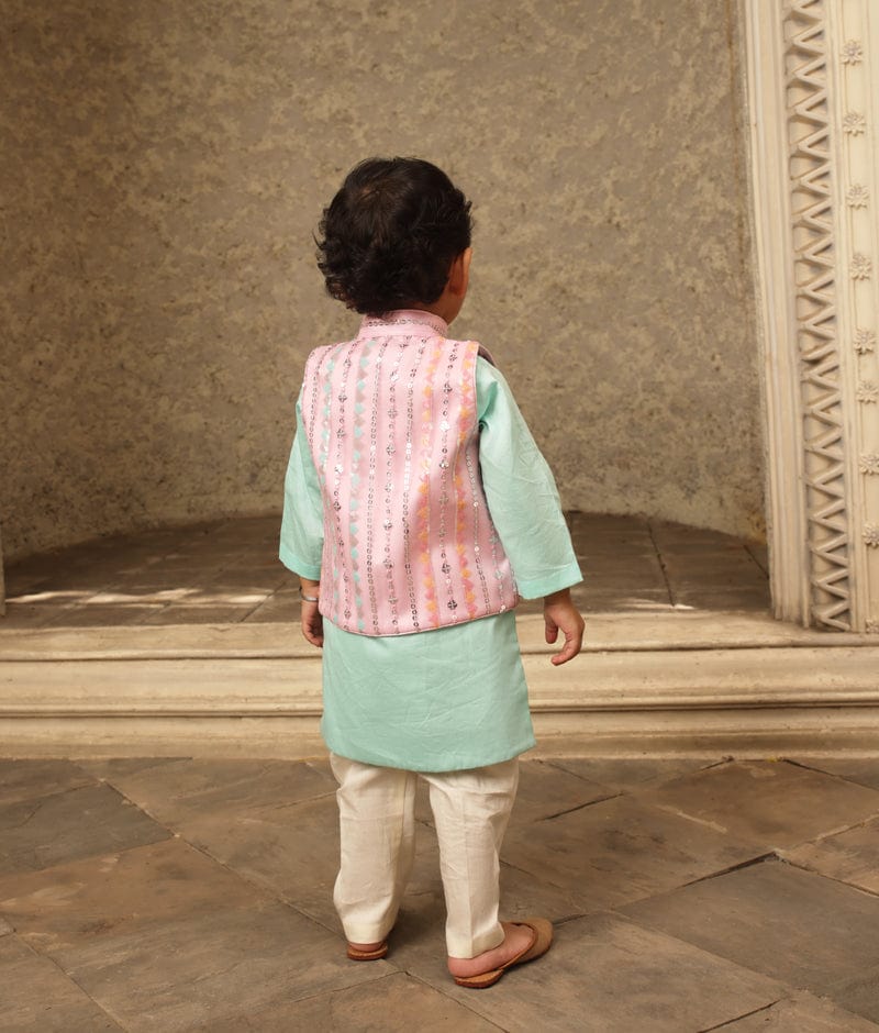 Peach kurta jacket set for Men – paanericlothing