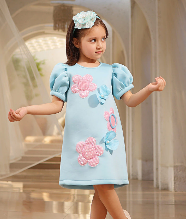 Manufactured by FAYON KIDS (Noida, U.P) Blue Neoprene Dress for Girls