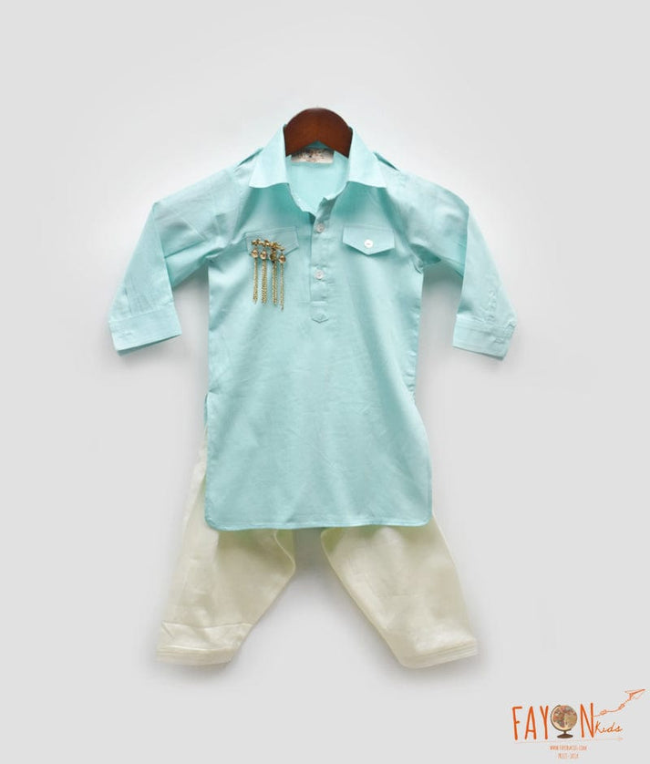 Manufactured by FAYON KIDS (Noida, U.P) Blue Pathani Kurta with Salwar