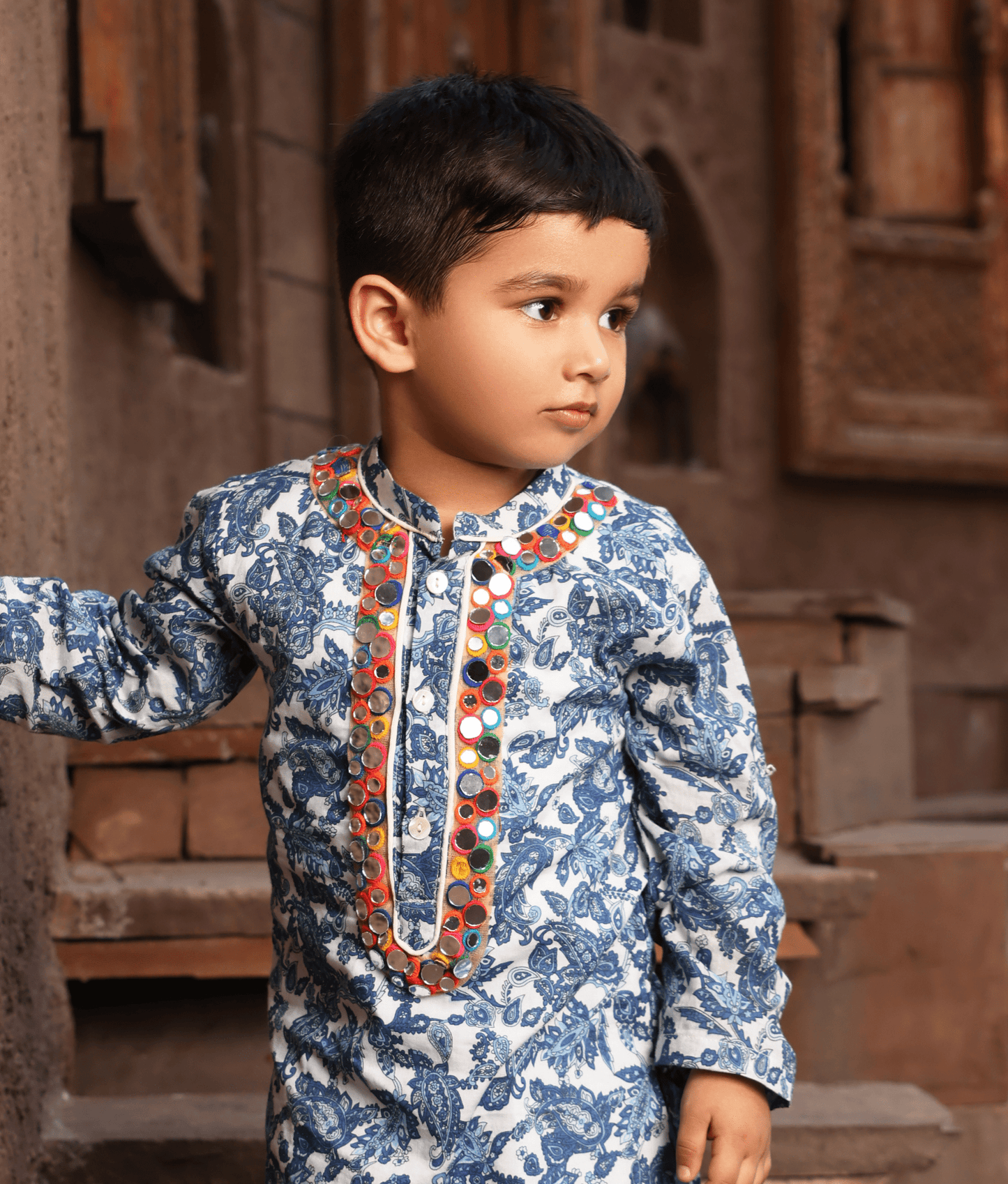 Manufactured by FAYON KIDS (Noida, U.P) Blue Printed Kurta Set