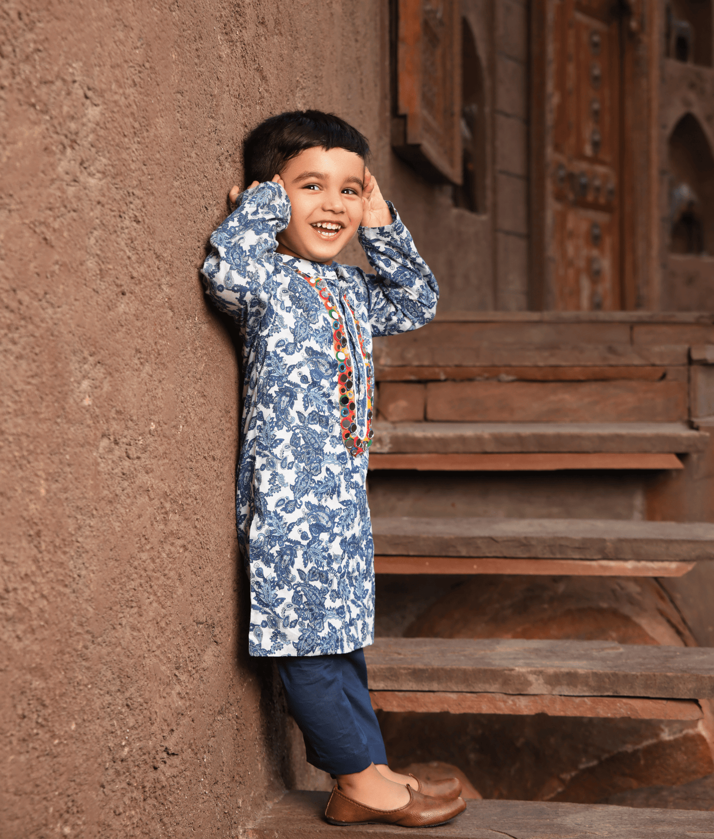 Manufactured by FAYON KIDS (Noida, U.P) Blue Printed Kurta Set