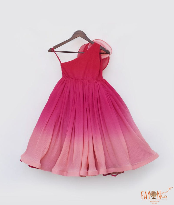 Pleated Coral Delight Gown for Girls