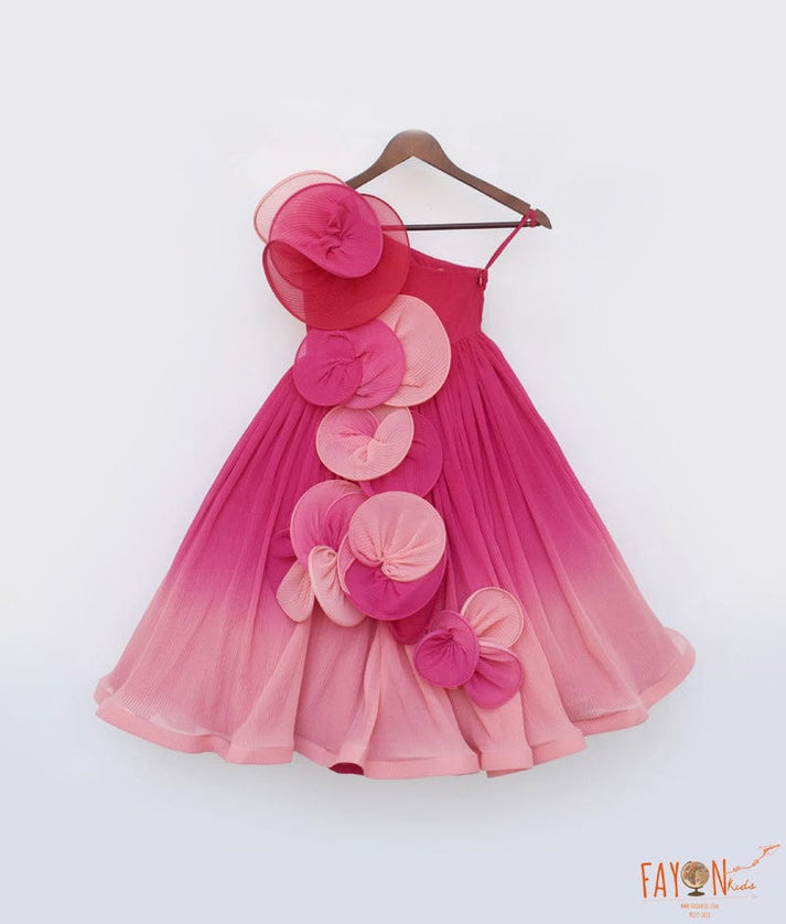 Pleated Coral Delight Gown for Girls