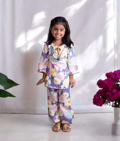 Manufactured by FAYON KIDS (Noida, U.P) Floral Printed Kurti with Sharara