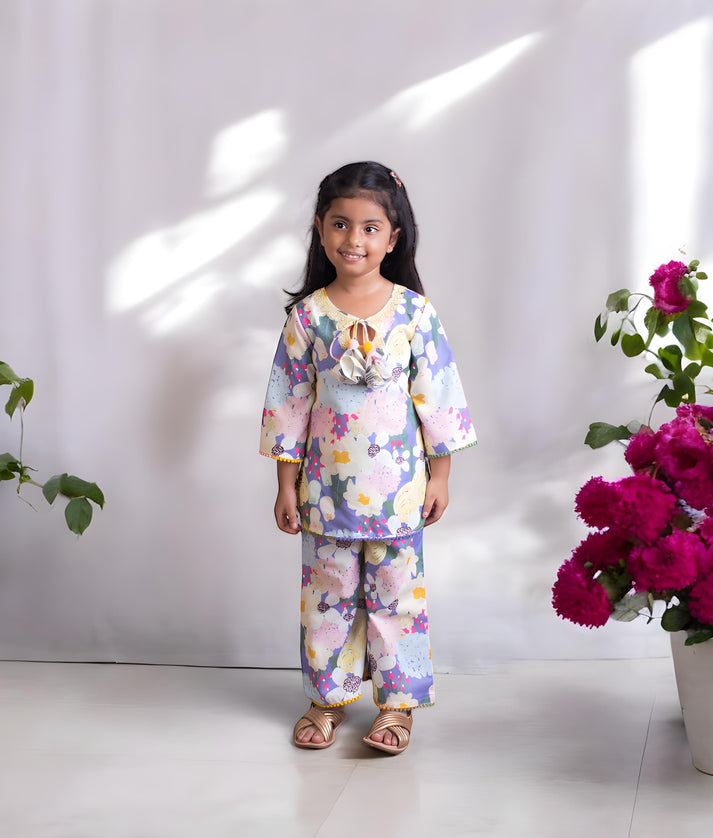 Manufactured by FAYON KIDS (Noida, U.P) Floral Printed Kurti with Sharara