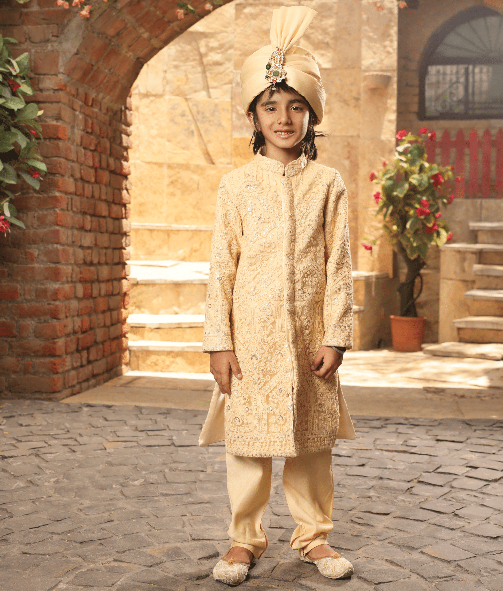 Golden Sherwani Set