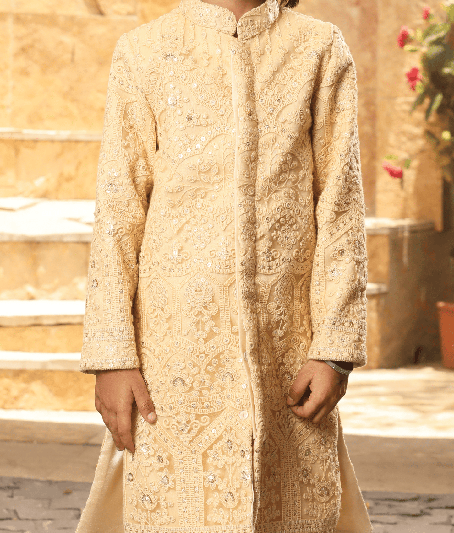 Golden Sherwani Set