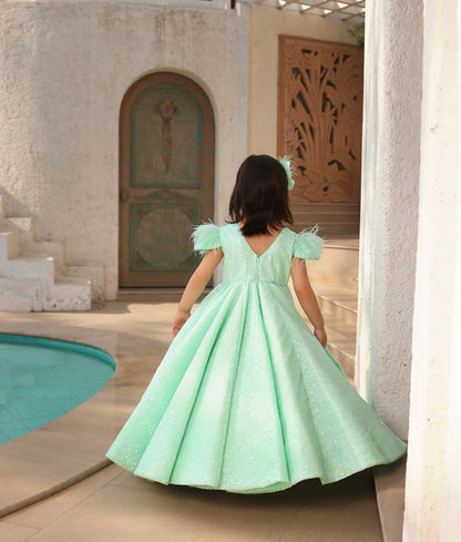 Manufactured by FAYON KIDS (Noida, U.P) Green Embroidery Gown for Girls