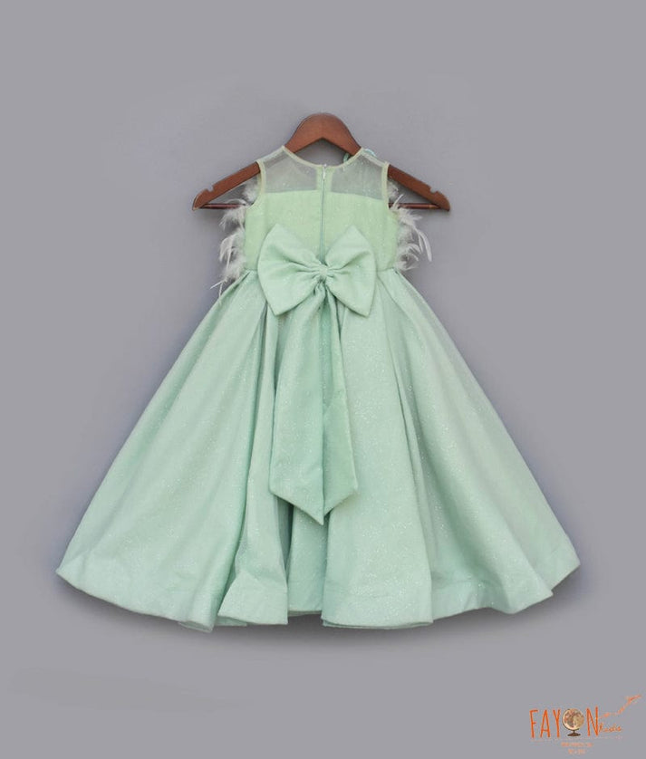 Manufactured by FAYON KIDS (Noida, U.P) Green Shimmer Net Gown