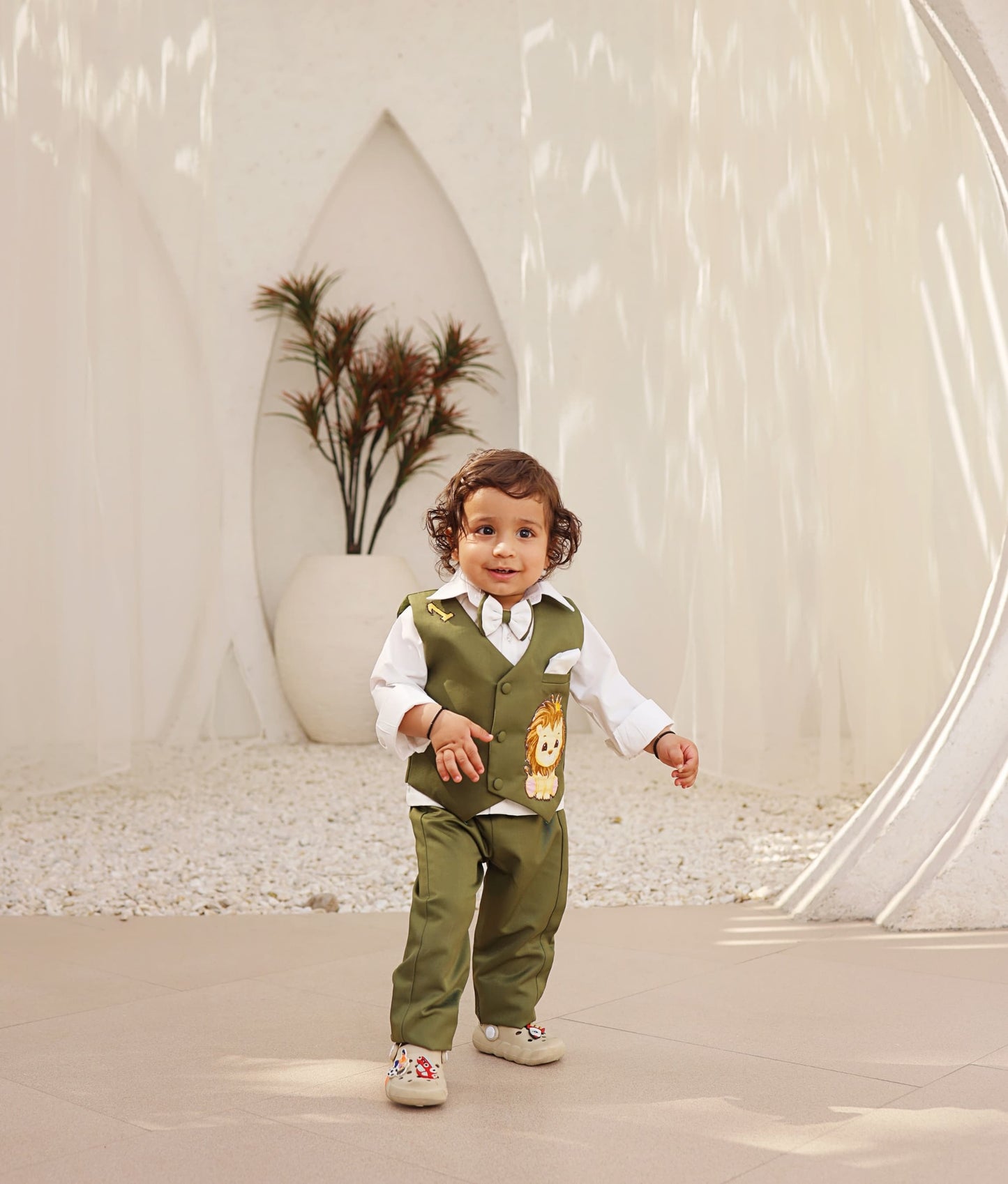 Green Waistcoat with Pant and Shirt for Boys