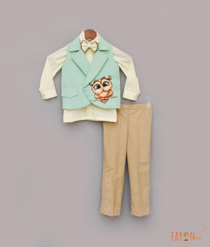 Green Waistcoat with Shirt and Pant for Boys