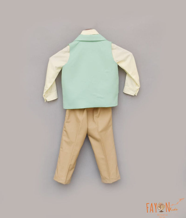 Green Waistcoat with Shirt and Pant for Boys