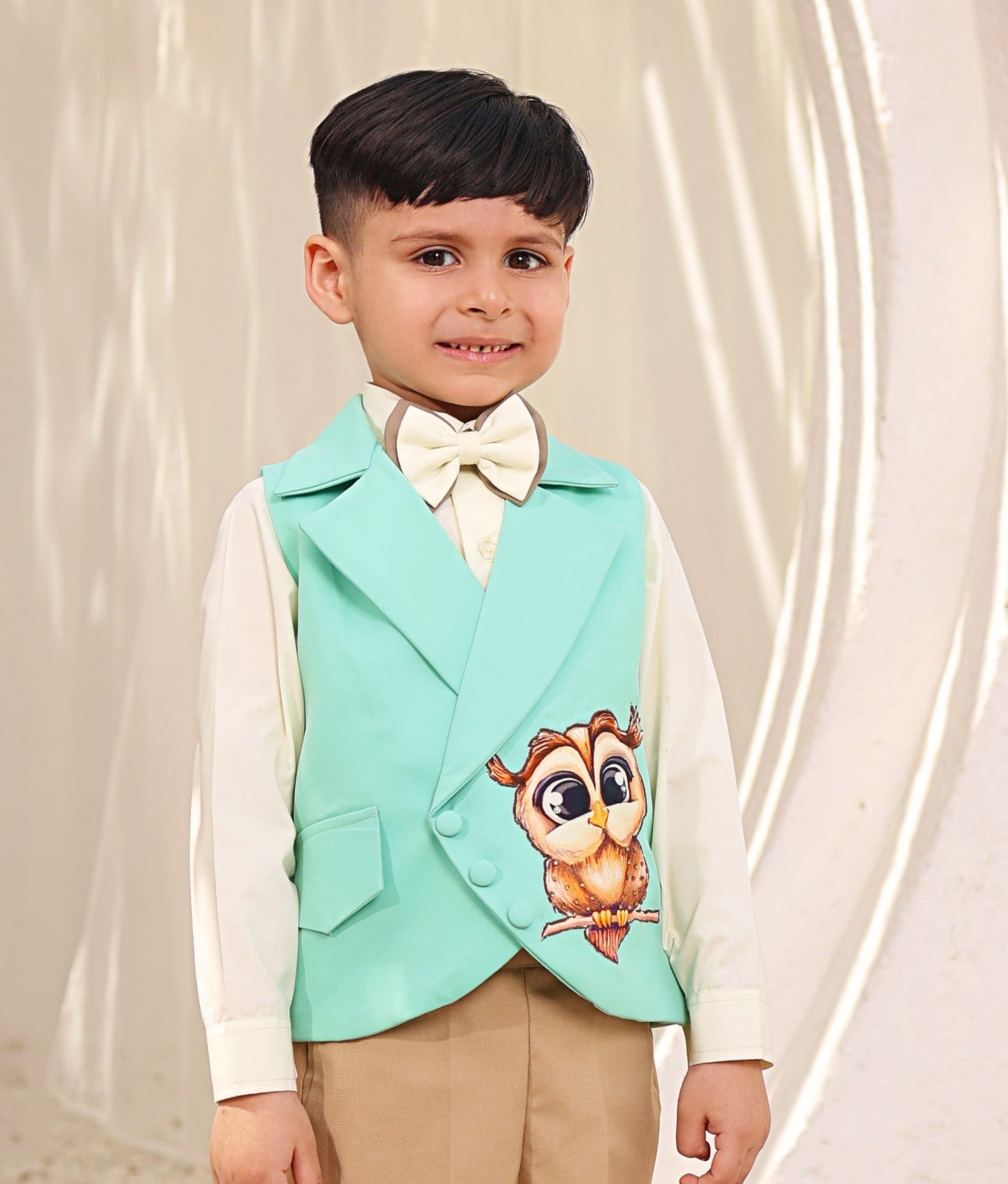 Green Waistcoat with Shirt and Pant for Boys